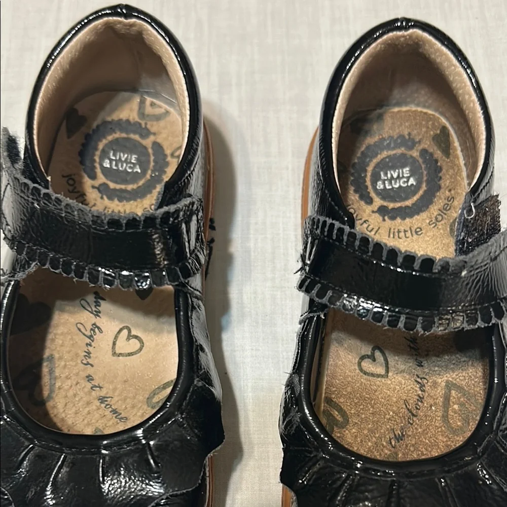 Livie & Luca Black Kids Shoes with Brown Sole